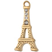 Ciondolo Torre Eiffel 19x9 mm con strass - Acciaio inossidabile 304 Dorato x1