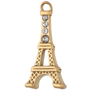 Ciondolo Torre Eiffel 19x9 mm con strass - Acciaio inossidabile 304 Dorato x1