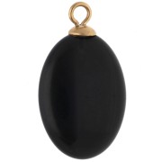 Pendente ovale 22x13 mm con CZ arancione e pietra semipreziosa onice nero, acciaio inossidabile 304 Dorato