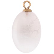 Pendente ovale 22x13 mm con CZ verde e pietra semipreziosa (quarzo rosa), acciaio inossidabile 304 Dorato
