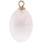 Pendente ovale 22x13 mm con CZ verde e pietra semipreziosa (quarzo rosa), acciaio inossidabile 304 Dorato