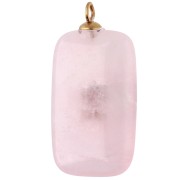 Pendente rettangolare 30x15 mm con CZ rosso e quarzo rosa, acciaio inossidabile 304 Dorato