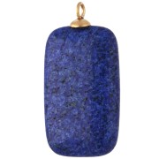 Pendente rettangolare 30x15 mm con CZ e pietra colorata Lapislazzuli, acciaio inossidabile 304 Dorato
