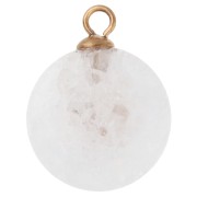 Ciondolo rotondo da 15 mm con zirconi rosa e pietra semipreziosa agata - Acciaio inossidabile 304 Dorato