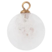Ciondolo rotondo da 15 mm con zirconi rosa e pietra semipreziosa agata - Acciaio inossidabile 304 Dorato