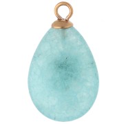 Pendente a goccia 22x13 mm con CZ lilla e pietra colorata di amazzonite, acciaio inossidabile 304 Dorato