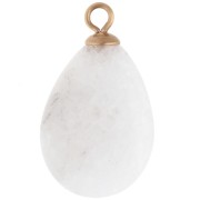 Pendente a goccia 22x13 mm con CZ blu e pietra semipreziosa agata - Acciaio inossidabile 304 Dorato