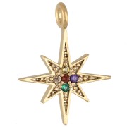 Ciondolo a forma di stella polare con zirconi 15x11,5 mm - Dorato con oro fino - Multicolore x1
