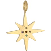 Ciondolo a forma di stella polare con zirconi 15x11,5 mm - Dorato con oro fino - Multicolore x1
