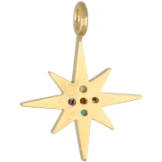Ciondolo a forma di stella polare con zirconi 15x11,5 mm - Dorato con oro fino - Multicolore x1