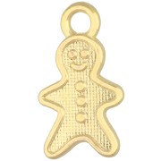 Ciondolo a forma di omino di pan di zenzero 19x11 mm - Dorato con oro fino x1