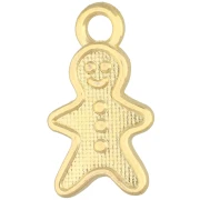 Ciondolo a forma di omino di pan di zenzero 19x11 mm - Dorato con oro fino x1