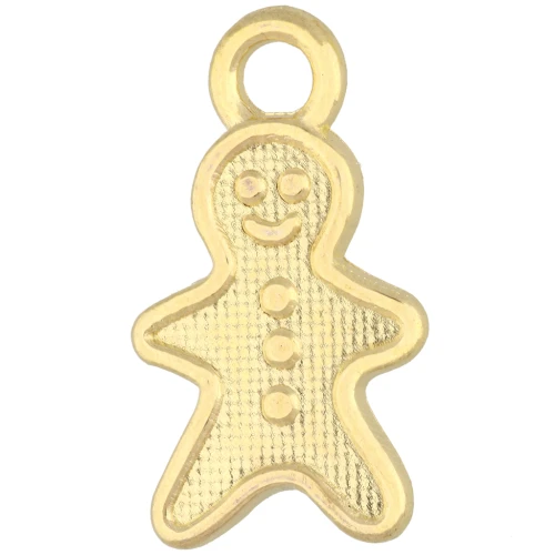 Ciondolo a forma di omino di pan di zenzero 19x11 mm - Dorato con oro fino x1