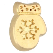 Perla a forma di guanto natalizio 15x12 mm in resina epossidica - Dorata con oro fino - Rossa
