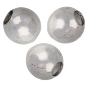 Perla rotonda da 5 mm con foro da 2 mm - Argento x50