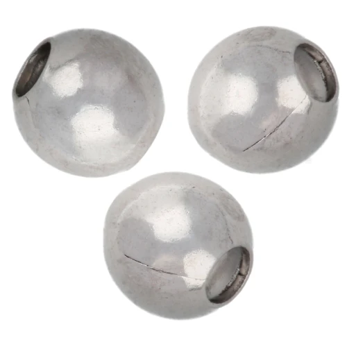 Perla rotonda da 5 mm con foro da 2 mm - Argento x50