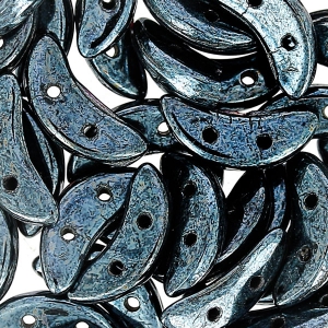 Czechmates Crescent 2 fori 3 x 10 mm Jet Hematite x5g