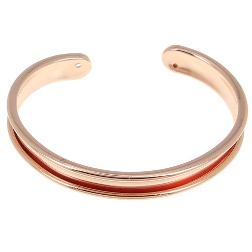 Base in ottone per bracciale Eco con bordo incurvato mm. 10 dorato rosa x1