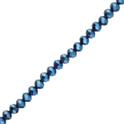 Perla a disco sfaccettate - rotonde appiattite - 8x6,5 mm Blue Iris x 37 cm