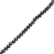 Perla a disco sfaccettate - rotonde appiattite - 8x6,5 mm Jet Ematite x40 cm