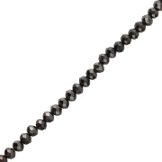 Perla a disco sfaccettate - rotonde appiattite - 8x6,5 mm Jet Ematite x40 cm
