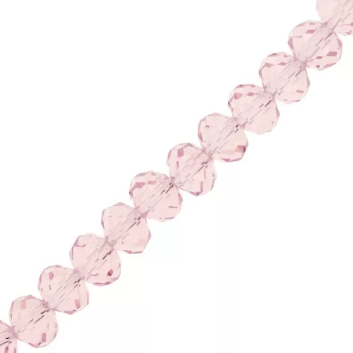 Perline sfaccettate rotonde - rotonde appiattite -8x6 mm Rosa chiaro x39cm