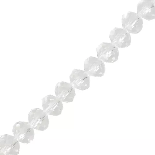 Perle sfaccettate rotonde - rotonde appiattite - 8x6 mm Cristallo x39cm