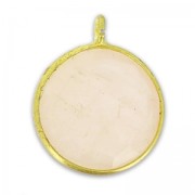 Ciondolo rotondo sfaccettato 13x10 mm Argento 925 dorato /Quarzo Rosa x1|raw }}