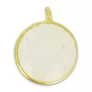 Ciondolo rotondo sfaccettato 13x10 mm Argento 925 dorato /Moonstone x1