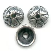 Coppette con motivo a petali da 10 mm - argento antico x6