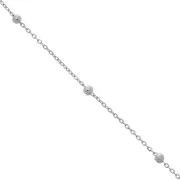 Catena a maglia forzatina ovale da 2 mm con perle rotonde da 4 mm - Acciaio inossidabile x 99 cm