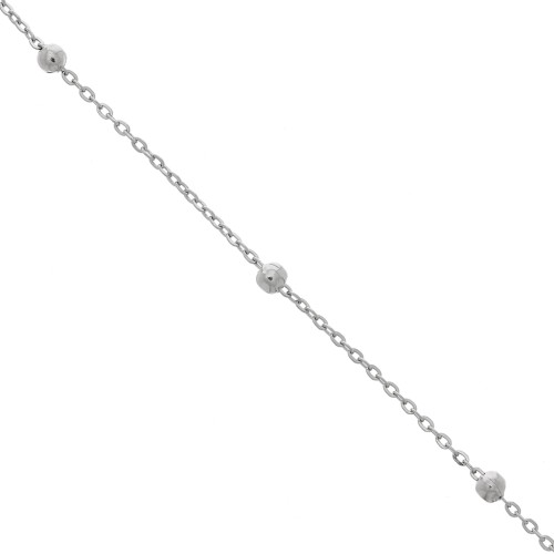 Catena a maglia forzatina ovale da 2 mm con perle rotonde da 4 mm - Acciaio inossidabile x 99 cm