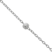 Catena a maglia forzatina ovale da 2 mm con perle rotonde da 4 mm - Acciaio inossidabile x 99 cm