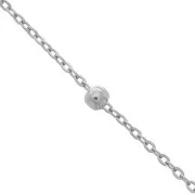 Catena a maglia forzatina ovale da 2 mm con perle rotonde da 4 mm - Acciaio inossidabile x 99 cm