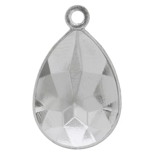 Castone da incollare PureCrystal 4320 pera mm. 14x10 rodiato 1 anellino