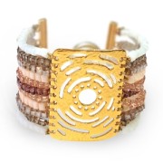 Separatore martellato 11 file 42x30 mm Dorato con oro fino con oro fino satinato x1