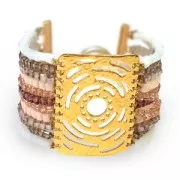 Separatore martellato 11 file 42x30 mm Dorato con oro fino con oro fino satinato x1