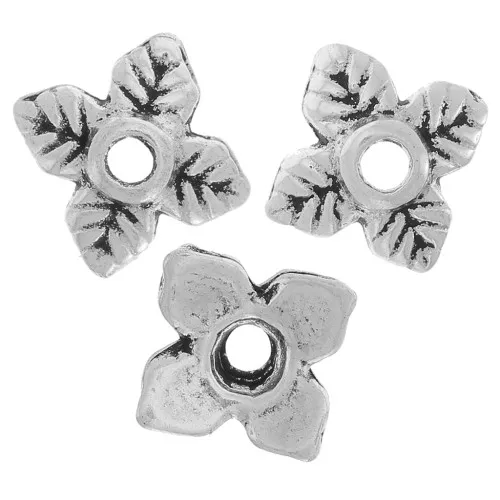 Coppette fiori 6 mm argentato antico x10