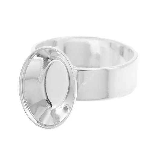 Base anello per cabochon PureCrystal 4120 14x10 mm argentato x1