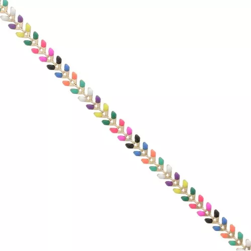 Catena a spina di pesce in resina epossidica 6,3 mm Fluo Multicolore Dorato x 20 cm