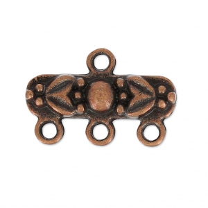 Terminali 3 fili motivo fiore 20x13 mm ramato antico x1