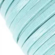 Laccetto doppio cuoio con paillettes vernice a quadretti 5 mm Azzurro x 50cm