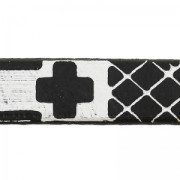 Laccetto cuoio motivi geometrici 10 mm Nero/Argentato x50cm