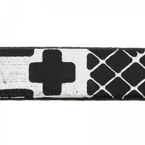 Laccetto cuoio motivi geometrici 10 mm Nero/Argentato x50cm