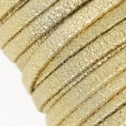 Laccetto doppio in cuoio effetto pelle scamosciata metallizzato screpolato 5 mm Gold x 50cm