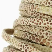 Laccetto doppio in cuoio effetto pelle scamosciata imitazione pesce 5 mm Beige x 50cm