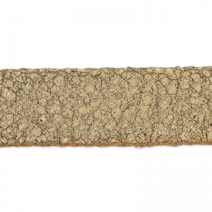 Laccetto doppio in cuoio effetto pelle scamosciata métallisé craquelé 10 mm Gold x 50cm