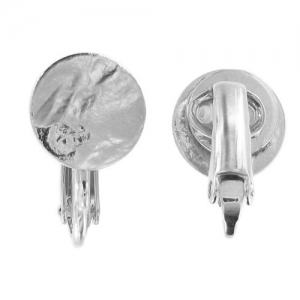 Orecchini a clip a disco stropicciato da 10 mm - Placcati in rhodium x2