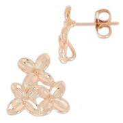 Orecchini perno “Trio di fiori” da 13 mm, dorati rosa HQ x2
