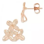 Orecchini trio di fiori mm. 13.2 dorato rosa HQ x2